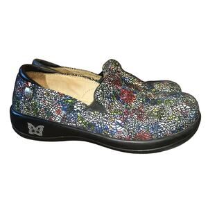 Alegria Keli Cracked Rainbow 36 6 6.5 Nursing Comfort Slip On Professional Shoe